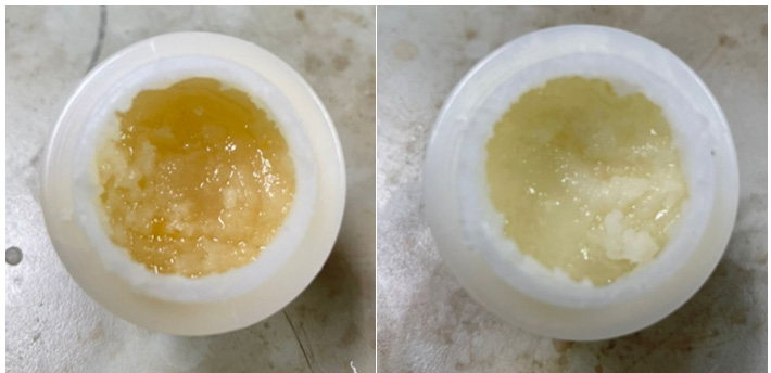 The smooth texture of ethanolic and methanolic A. propinquus ointment.